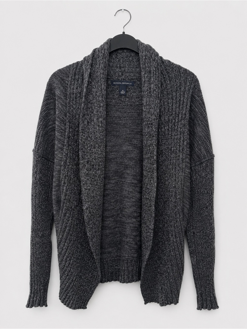 Banana Republic Women’s Small Charcoal Gray 100% Cotton Open Front Knit Cardigan